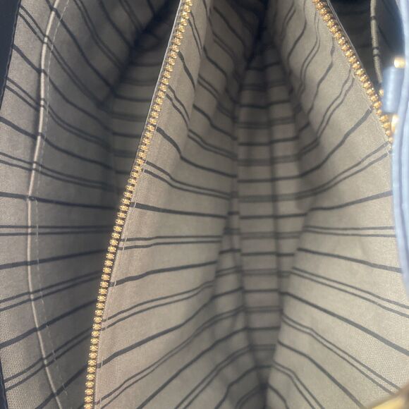 LOUIS VUITTON Monogram Black Leather MM Hand Bag Lock Strap Dust Bag - Picture 9 of 16